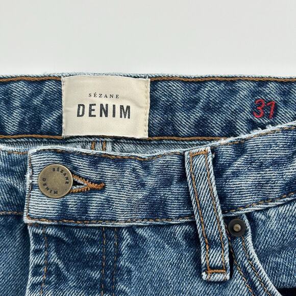 SEZANE Denim Brut Sexy Jeans Women 31 Medium Wash High Rise Straight Leg Button - Picture 5 of 12
